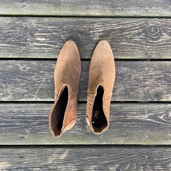 Zara Suede Western Cowboy Ankle Boots - Picture 7 of 9